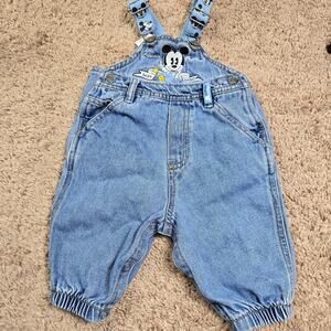 Vintage Disney mickey baby denim overalls 6-9 months